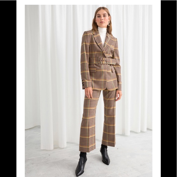 kick flare plaid trousers